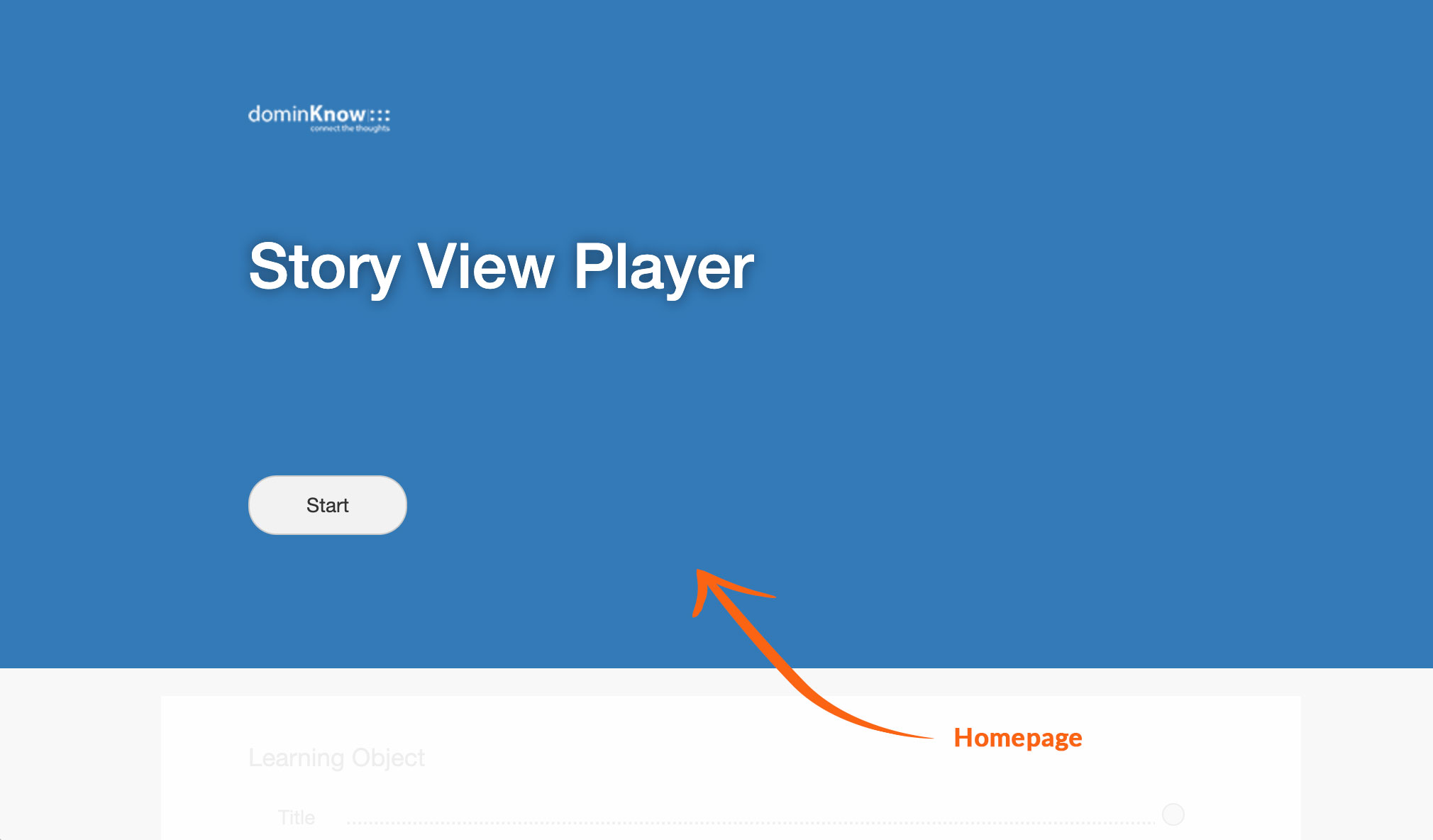 Story View - Homepage (Note: This can be switched to an image via the Course Properties)
